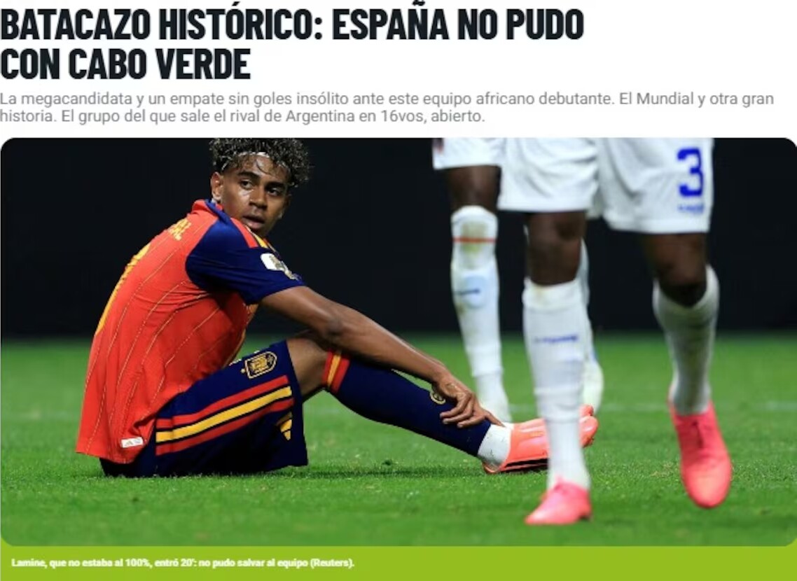 Cape Verde tạo địa chấn tại World Cup 2026, người hùng trong khung gỗ được ví ngang tầm Neuer 6 Tờ Olé của Argentina theo trường phái ngắn gọn và xúc tích cho tiêu đề bài viết “Cú sốc lịch sử”